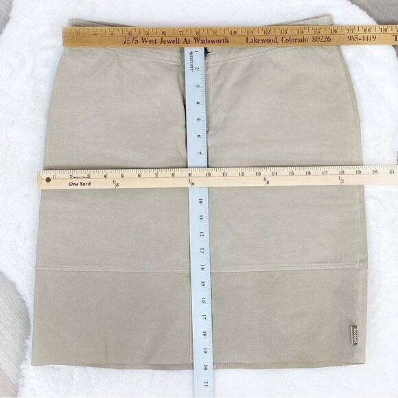 Billabong Vintage Suede Leather A Line Skirt Taupe Tan Juniors 7 - Picture 8 of 8